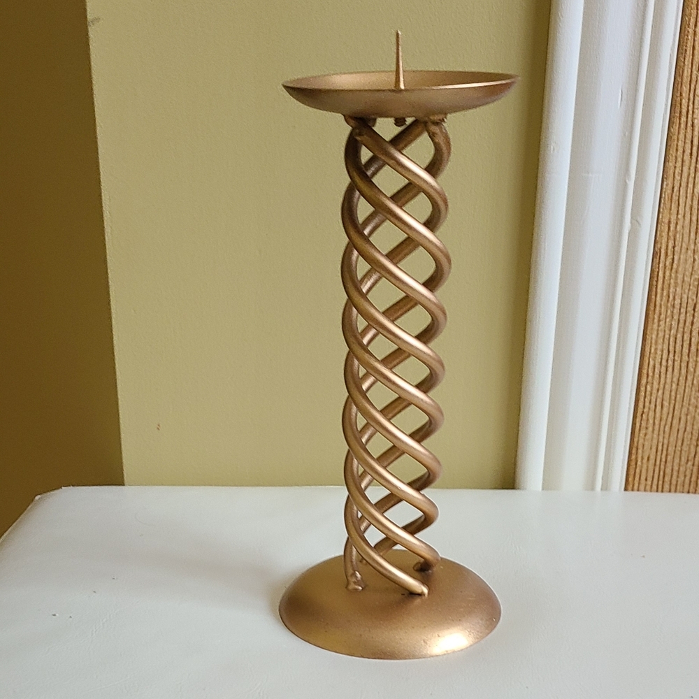 Vintage gold metal candle holder